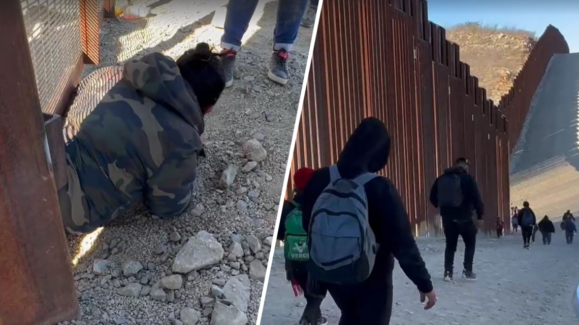 Cientos de migrantes cruzan el muro fronterizo hacia EEUU